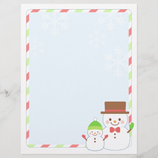 Kerstbriefpapier - glimlachend Snowman (Voorkant)