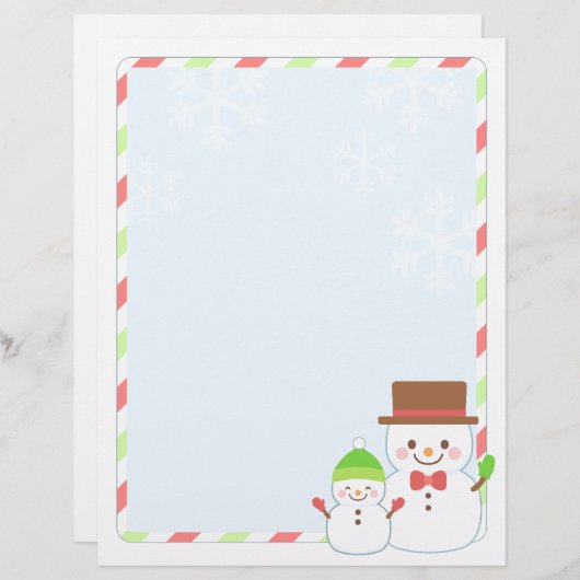 Kerstbriefpapier - glimlachend Snowman (Voorkant / Achterkant)