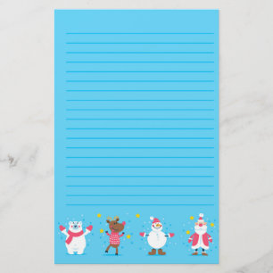 Kerstbriefpapier met ijsbeer, sneeuwman en rendier briefpapier