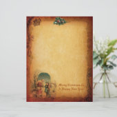 kerstbriefpapier met intage (Staand voorkant)
