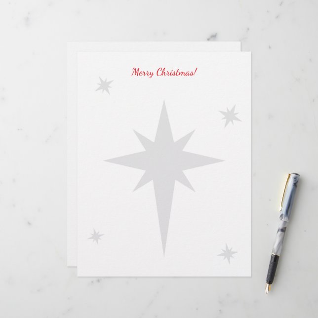 Kerstbriefpapier met ster van Bethlehem Briefhoofd (Voorkant / Achterkant in situ)