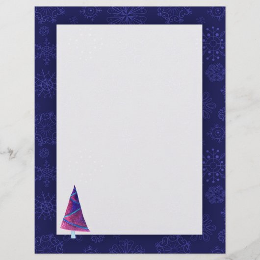 kerstbriefpapier met waterverf-boomstructuur (Voorkant)