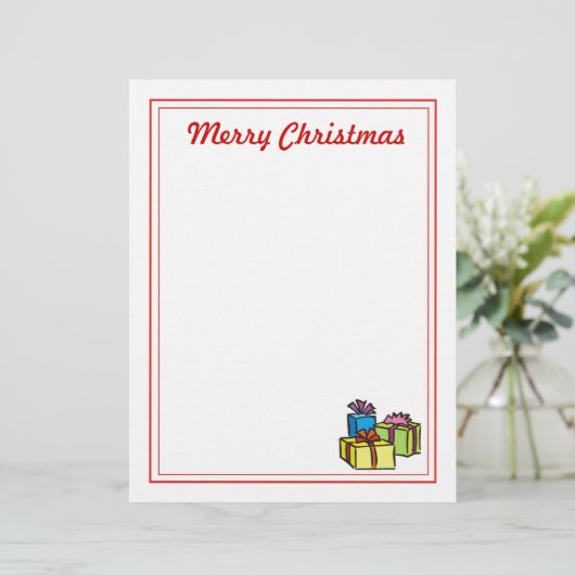 Kerstbriefpapier - prettige kerstcadeautjes (Staand voorkant)