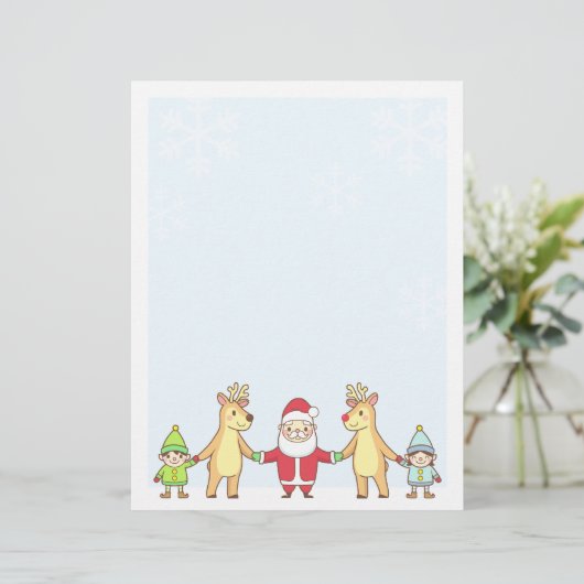 Kerstbriefpapier - Santa en Friends (Staand voorkant)