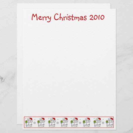 Kerstbriefpapier: Snowman Merry Kerstmis (Voorkant / Achterkant)