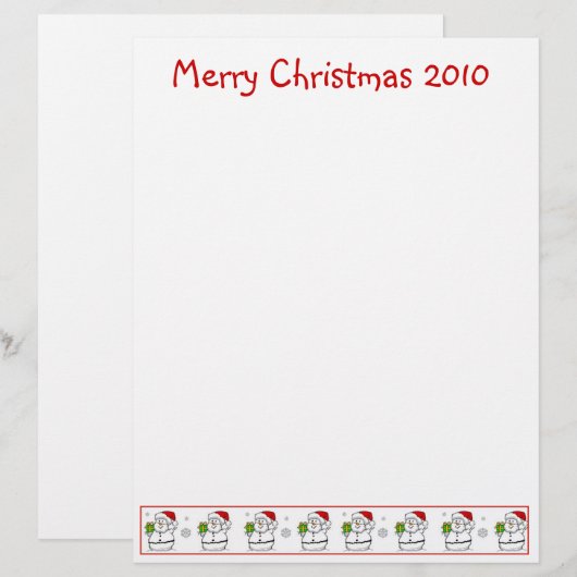 Kerstbriefpapier - Snowman Merry Kerstmis (Voorkant / Achterkant)