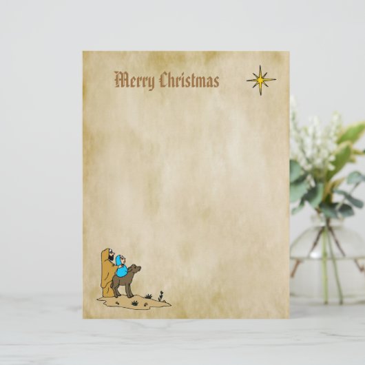 Kerstbriefpapier - Ster van Bethlehem (Staand voorkant)
