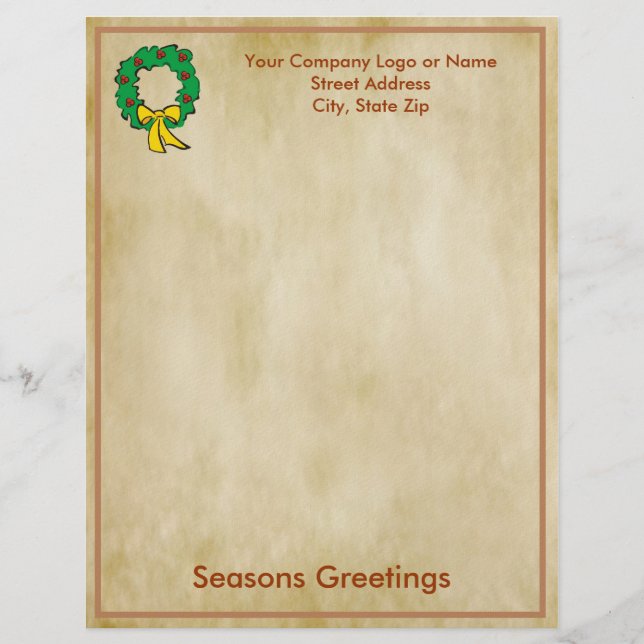 Kerstbriefpapier voor zakelijk gebruik - groot ont persoonlijk briefhoofd (Voorkant)