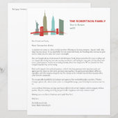 Kerstbriefsjabloon New York Skyline Vakantie (Voorkant / Achterkant)