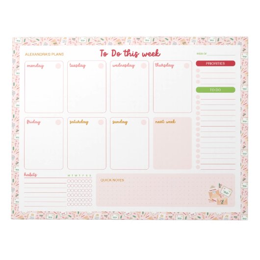 Kerstbrieven naar Santa Weekly To Do Planner Notitieblok (Voorkant)