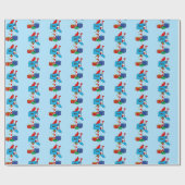 Kerstbrievenbus met kardinaal en cadeaus cadeaupapier (Vlak)