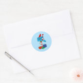 Kerstbrievenbus met kardinaal en cadeaus ronde sticker (Envelop)
