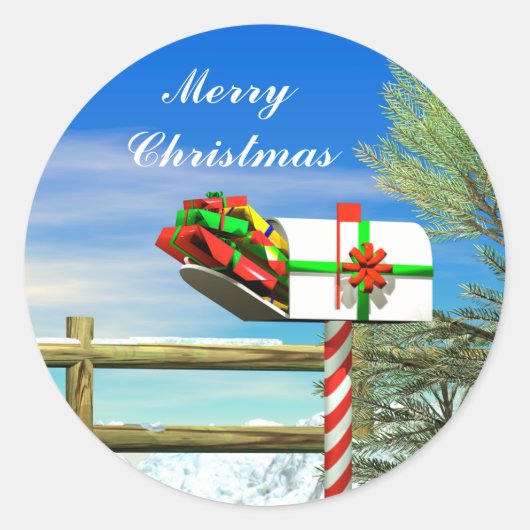 Kerstbrievenbus Ronde Sticker (Voorkant)