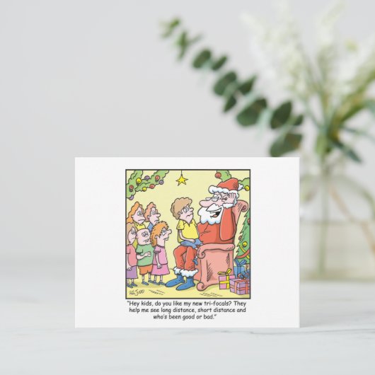 Kerstbril over Santas New Cartoon Feestdagenkaart (Staand voorkant)