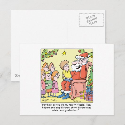 Kerstbril over Santas New Cartoon Feestdagenkaart (Voorkant / Achterkant)