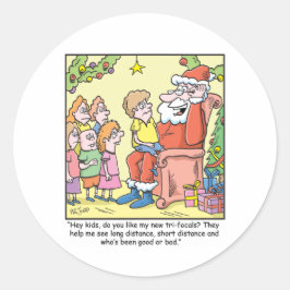 Kerstbril over Santas New Cartoon Ronde Sticker