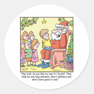 Kerstbril over Santas New Cartoon Ronde Sticker