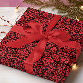 Kerstbrocade Dark Red Cadeaupapier