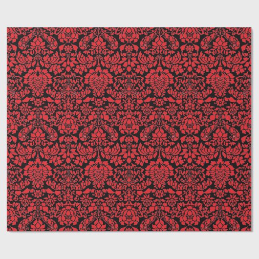 Kerstbrocade Dark Red Cadeaupapier (Vlak)