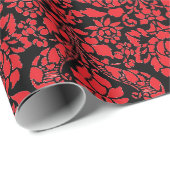 Kerstbrocade Dark Red Cadeaupapier (Rol Hoek)