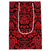 Kerstbrocade Dark Red met tekstband Medium Cadeauzakje (Achterkant)