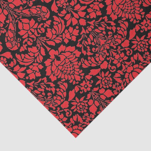 Kerstbrocade Dark Red Tissuepapier (Detail)