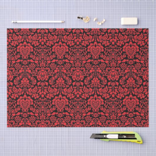 Kerstbrocade Dark Red Tissuepapier (Craft)