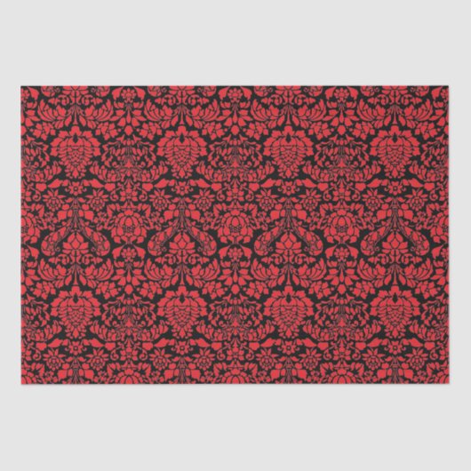 Kerstbrocade Dark Red Tissuepapier (Voorkant)