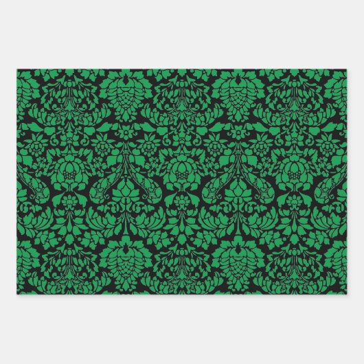 Kerstbrocade Dark Trio Inpakpapier Vel (Voorkant 2)