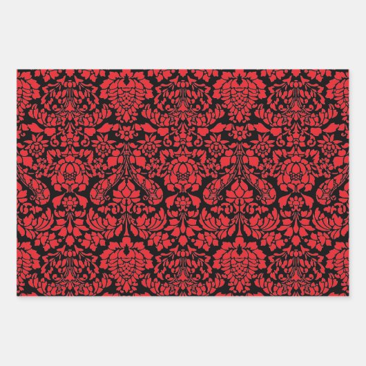 Kerstbrocade Dark Trio Inpakpapier Vel (Voorkant)