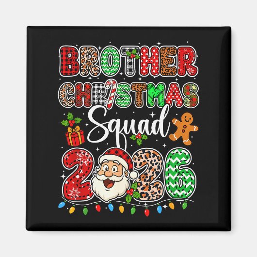 Kerstbroeder Crew 2026 Luipaard Grappige Kerstman Magneet (Voorkant)