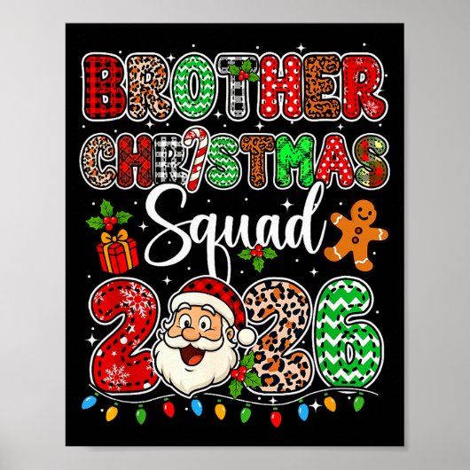 Kerstbroeder Crew 2026 Luipaard Grappige Kerstman Poster (Voorkant)