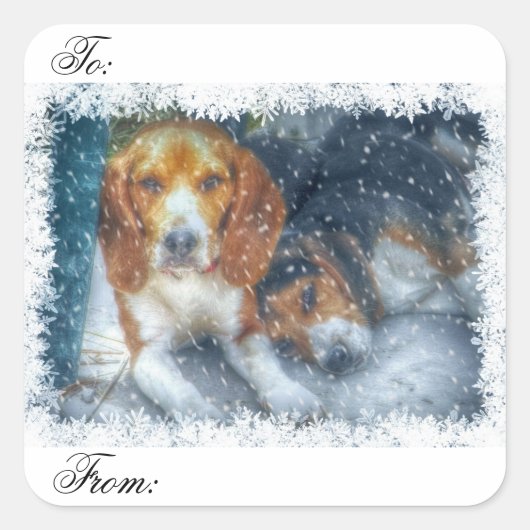 kerstbroeders vierkante sticker (Voorkant)