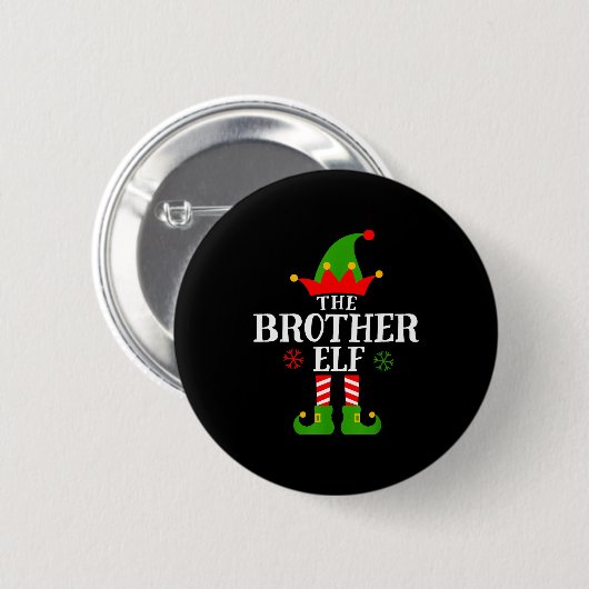 Kerstbroer Elf Grappige Matching Familie Groep Ker Ronde Button 5,7 Cm (Voorkant /achterkant)
