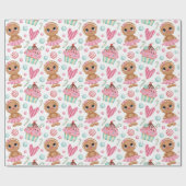 kerstbrood Cookie Girl Snoep & Cupcakes Cadeaupapier (Vlak)