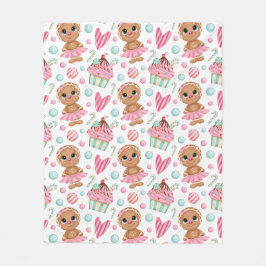 kerstbrood Cookie Girl Snoep & Cupcakes Fleece Deken
