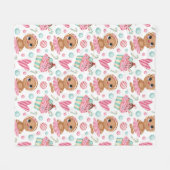 kerstbrood Cookie Girl Snoep & Cupcakes Fleece Deken (Voorkant (Horizontaal))