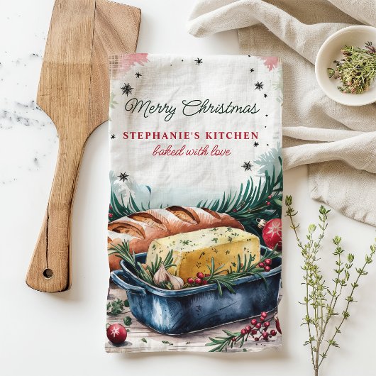 Kerstbrood en boter gepersonaliseerd theedoek