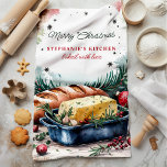 Kerstbrood en boter gepersonaliseerd theedoek<br><div class="desc">Voeg dit vakantieseizoen een feestelijke toets toe aan uw keuken met deze charmante gepersonaliseerde keukenhanddoek met een rustiek brood- en kruidenboterontwerp. Perfect voor vakantie bijeenkomsten of als een doordacht kerstcadeau, deze handdoek brengt warmte en vakantie vrolijkheid aan uw keuken decor. Pas het aan met jouw naam om het een speciale...</div>