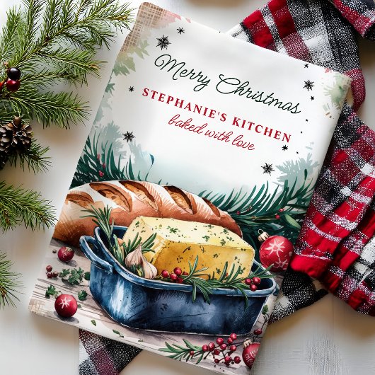 Kerstbrood en boter gepersonaliseerd theedoek