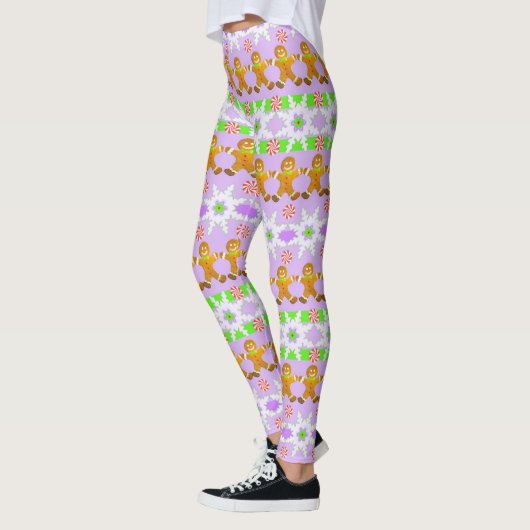Kerstbrood en Snowflake Patroon Leggings (Links)