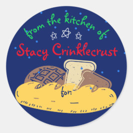 Kerstbrood gepersonaliseerd uit de keuken van ronde sticker