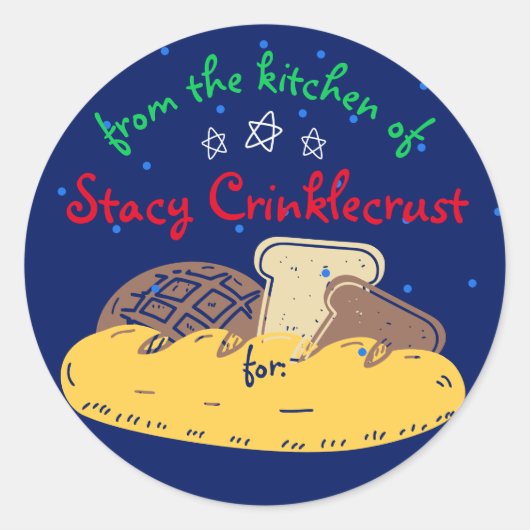 Kerstbrood gepersonaliseerd uit de keuken van ronde sticker (Voorkant)