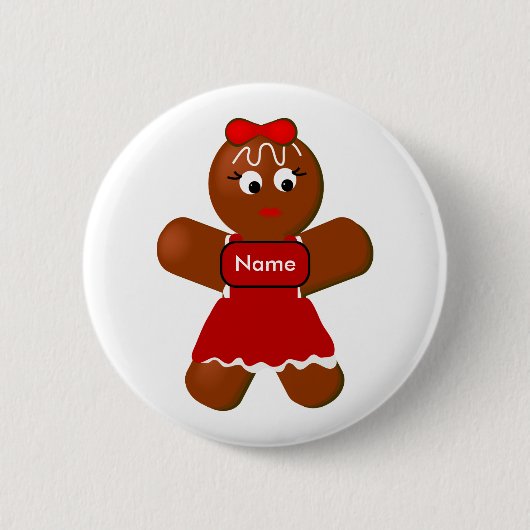 kerstbrood Girl Cookie Pin Back Button (Voorkant)