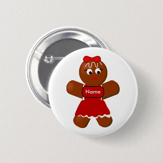 kerstbrood Girl Cookie Pin Back Button (Voorkant /achterkant)
