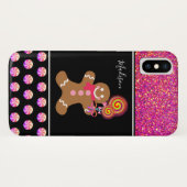 kerstbrood Girl Pink Glitter Monogram Case-Mate iPhone Case (Achterkant (horizontaal))