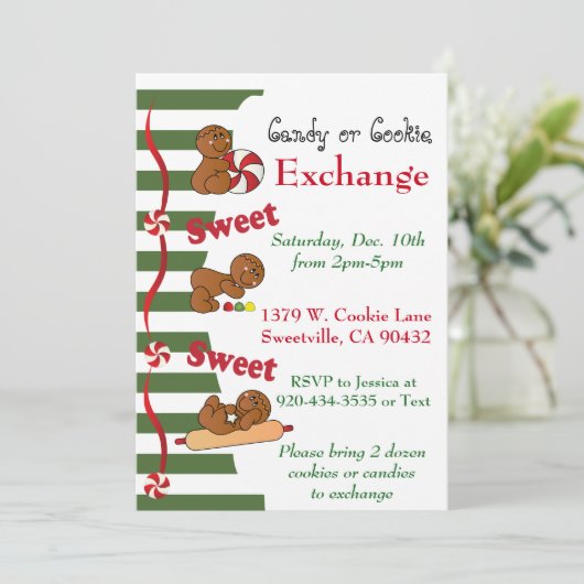 kerstbrood Koekje of Snoep Exchange Kaart (Staand voorkant)