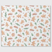 kerstbrood Koekjes Holiday Greenery Cadeaupapier (Vlak)