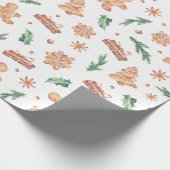 kerstbrood Koekjes Holiday Greenery Cadeaupapier (Hoek)