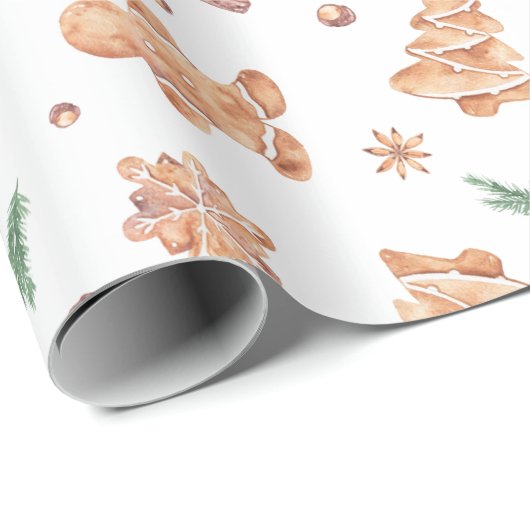kerstbrood Koekjes Holiday Greenery Cadeaupapier (Rol Hoek)